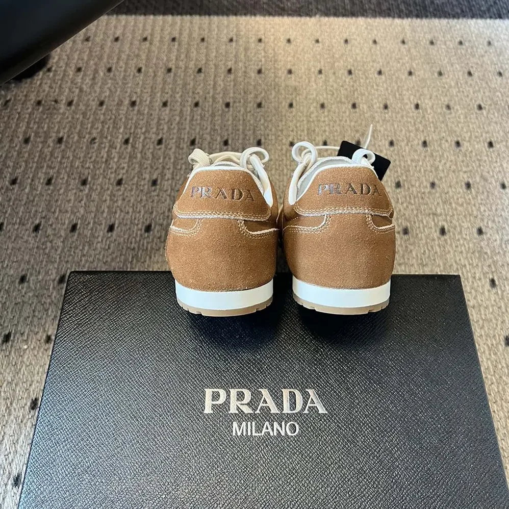 Prada Suede Sneakers with Leather Inserts for Unisex