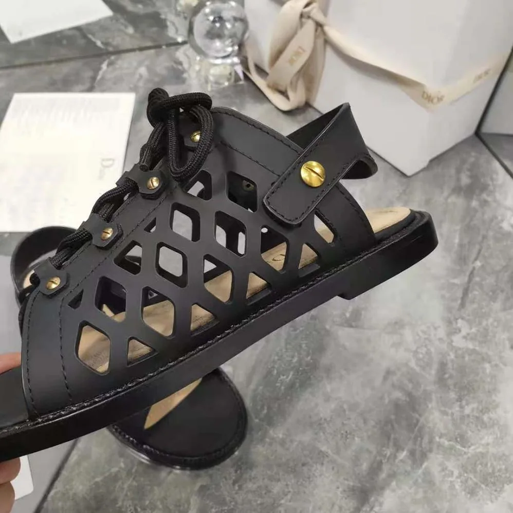 Dior D-Trap Sandal Black Matte Calfskin for Women Dior D-Trap Sandal Black Matte Calfskin for Women