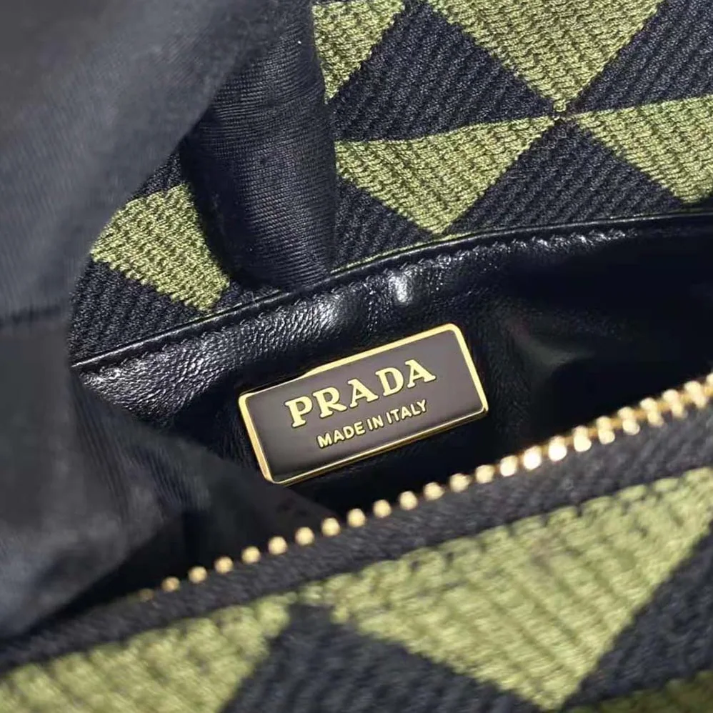 Prada Small Embroidered Fabric Bag for Women in Green Prada Small Embroidered Fabric Bag for Women in Green