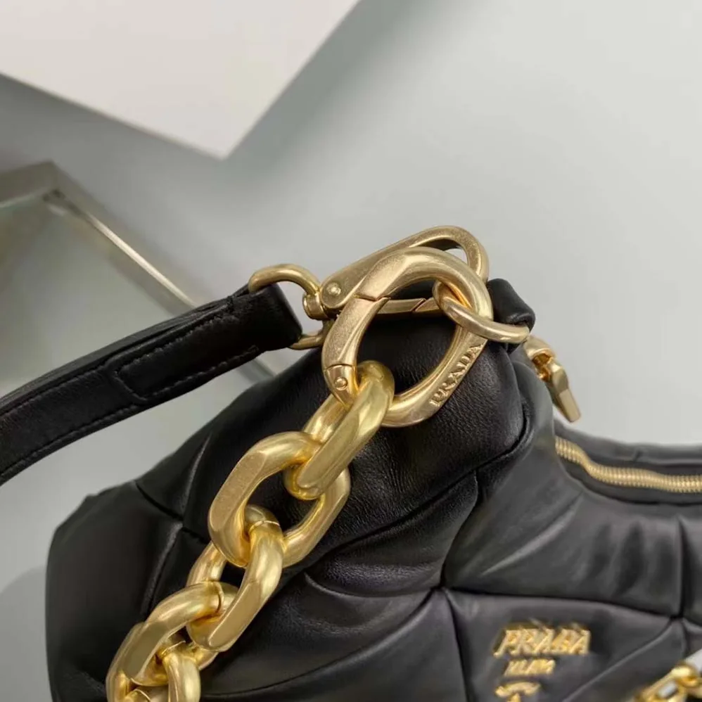 Prada System Nappa Leather Patchwork Bag for Women in Black Prada System Nappa Leather Patchwork Bag for Women in Black