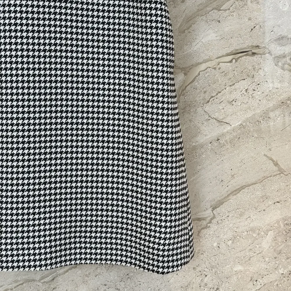 Dior Straight-Cut Short Dress Black and White Houndstooth Virgin Wool Blend for Women