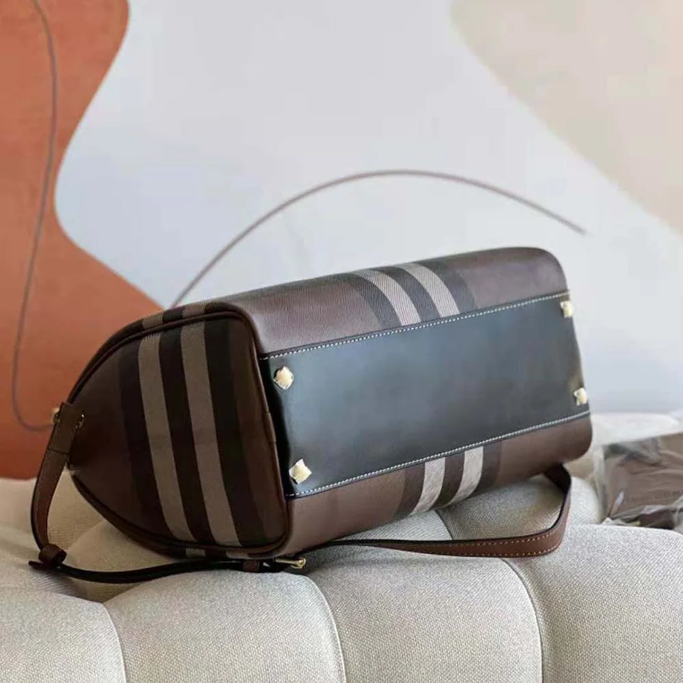 Burberry Check Medium Bowling Bag for Women in Black Burberry Check Medium Bowling Bag for Women in Black