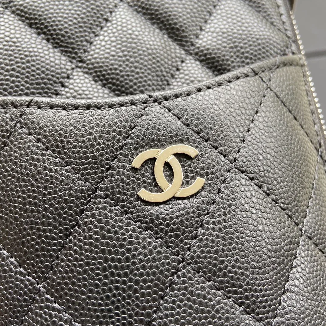 Chanel CO-CO Mini Pouch Wallet in Silver Hardware Black