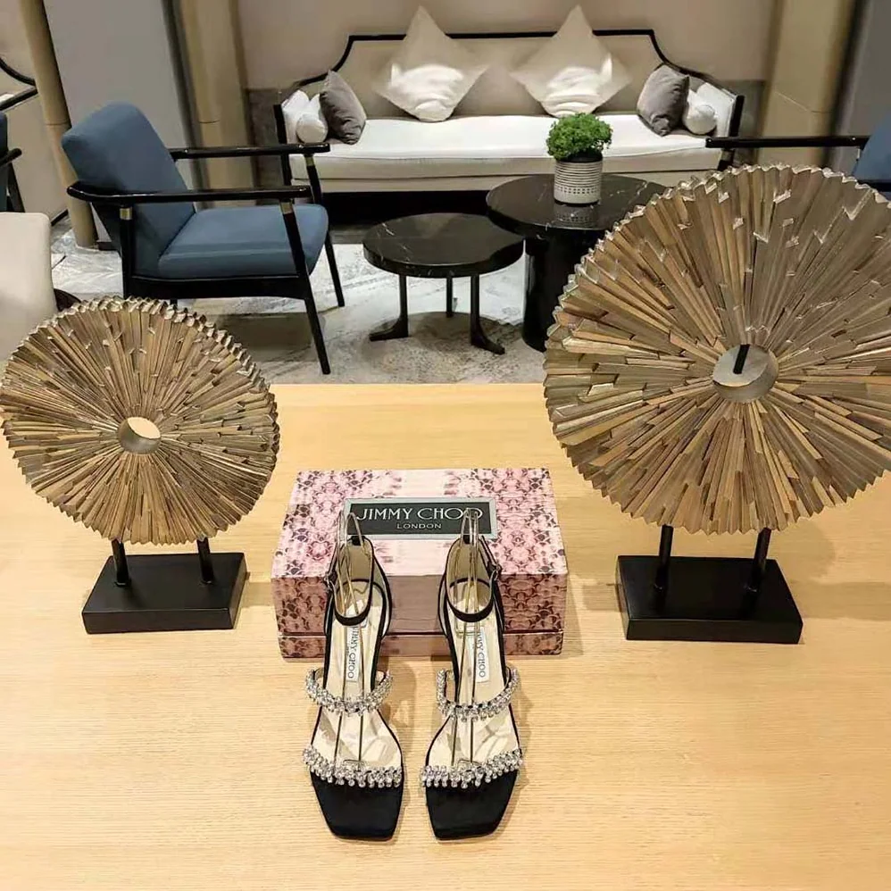 Jimmy Choo Bing Sandal 105 Black Suede Sandals with Crystal Straps for Women Jimmy Choo Bing Sandal 105 Black Suede Sandals with Crystal Straps for Women