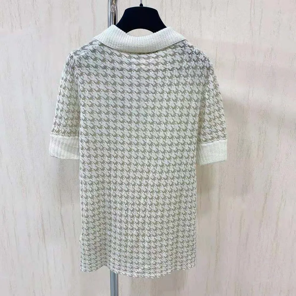 Dior Short-Sleeved Sweater Gold for Women in Tone Technical Cashmere Jacquard Dior Short-Sleeved Sweater Gold for Women in Tone Technical Cashmere Jacquard