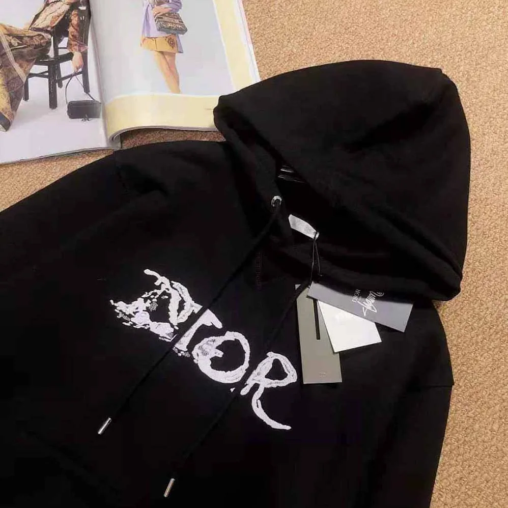 Dior Peter Doig Hooded Sweatshirt Black Cotton Fleece for Men