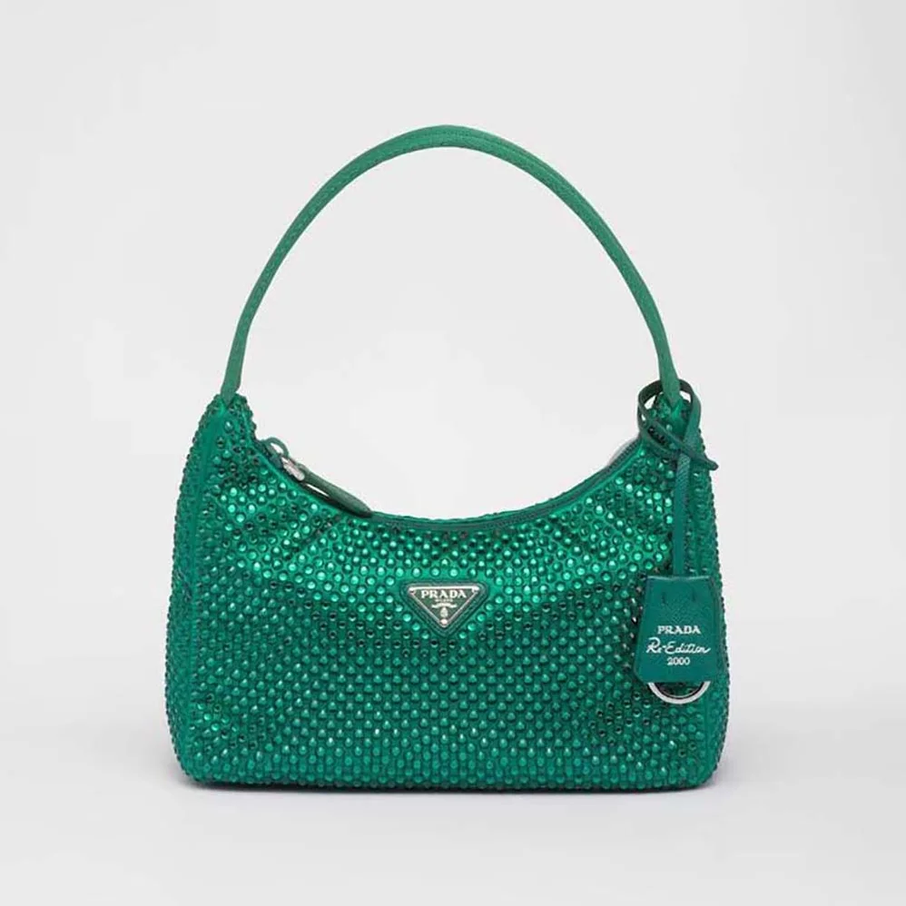 Prada Satin Mini-Bag with Crystals for Women in Green