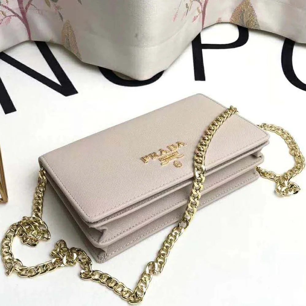 Prada Saffiano Leather Shoulder Bag for Women in Beige