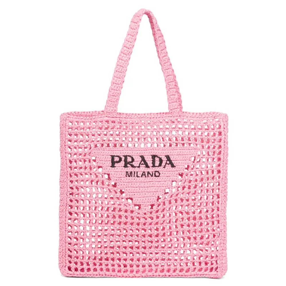 Prada Raffia Tote Bag for Women in Pink