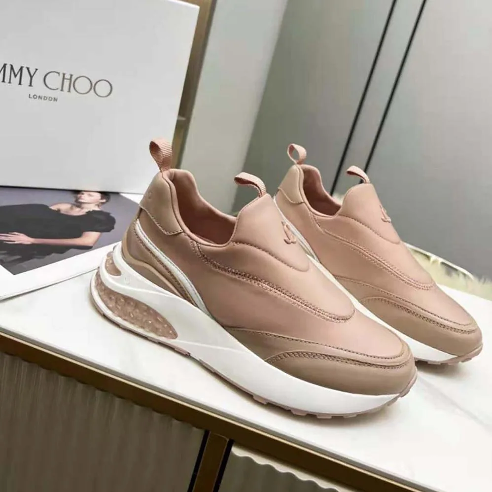 Jimmy Choo Memphis/F Ballet Pink Mix Neoprene and Leather Low Top Trainers for Women
