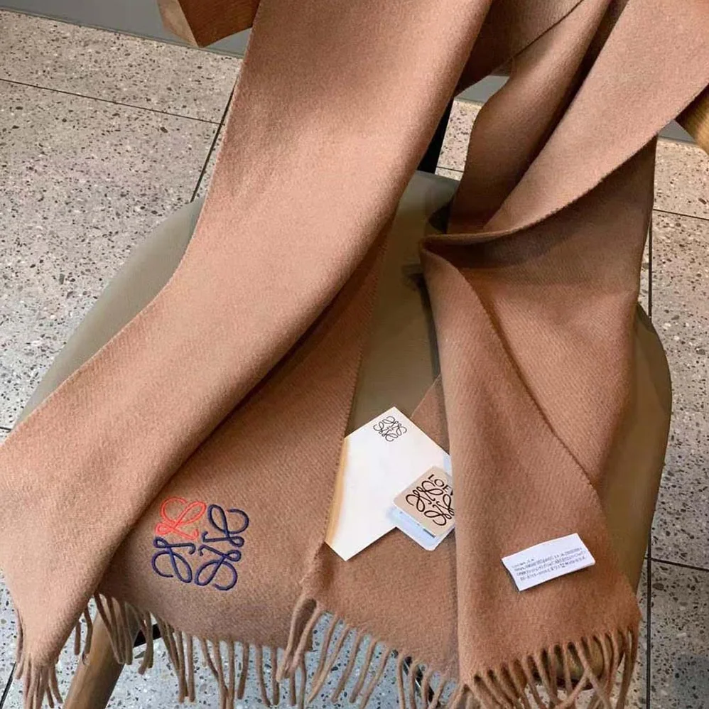 Loewe Anagram Scarf in Cashmere for Women in Brown Loewe Anagram Scarf in Cashmere for Women in Brown