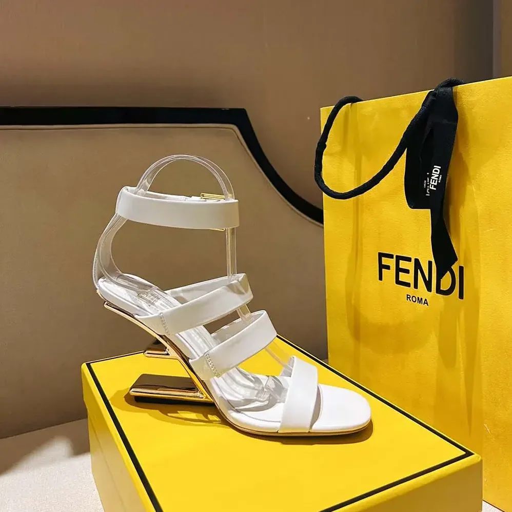 Fendi First White Leather High for Women in heeled Sandals Fendi First White Leather High for Women in heeled Sandals