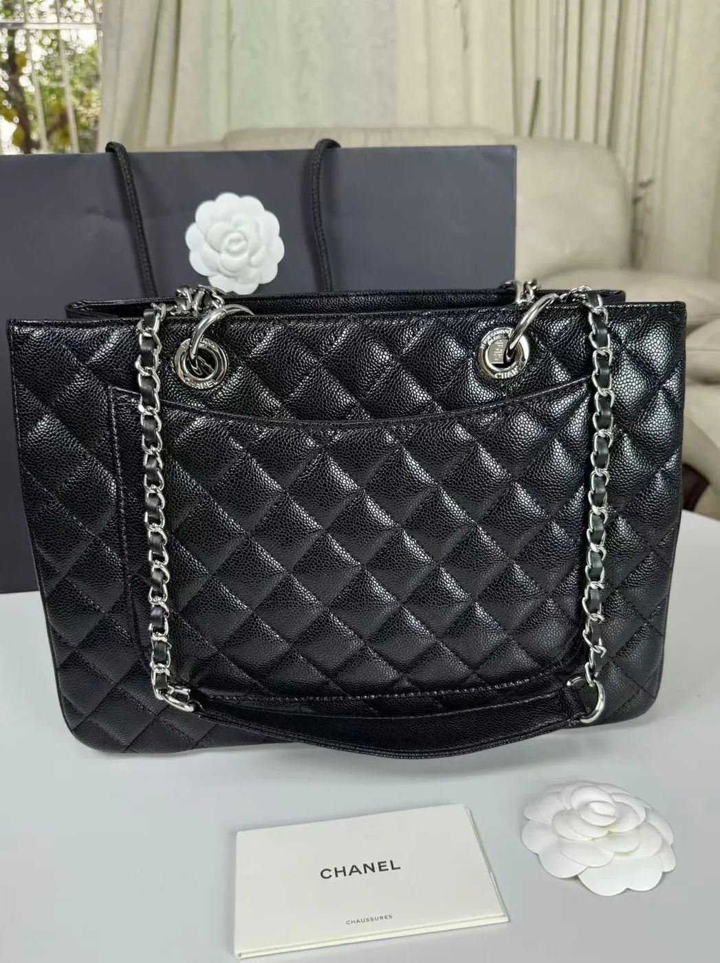 Chanel Classic Large Tote Bag in Black Silver Hardware