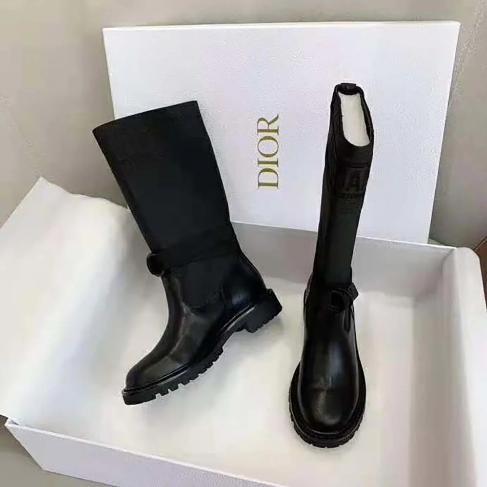 Dior D-Major Boot Black Technical Fabric and Calfskin for Women