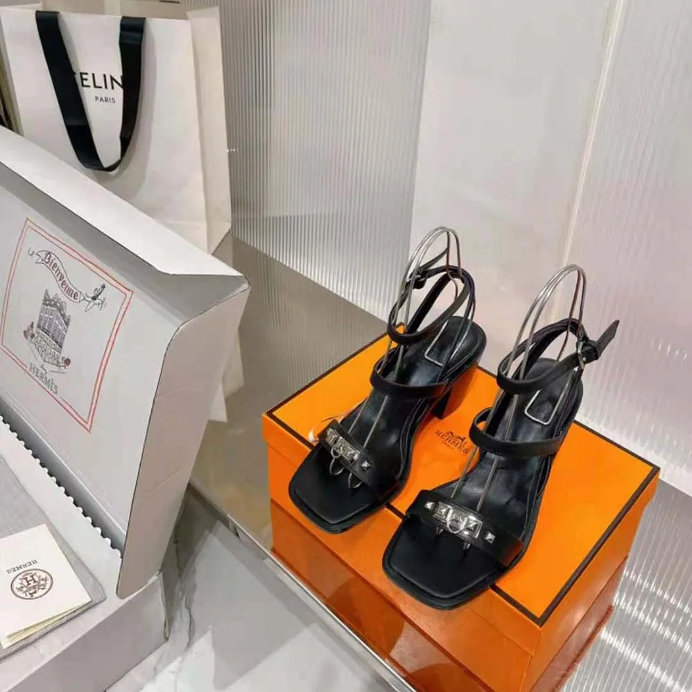 Hermes Ivresse 65 Sandal in Calfskin-Black H241152Z for Women Hermes Ivresse 65 Sandal in Calfskin-Black H241152Z for Women