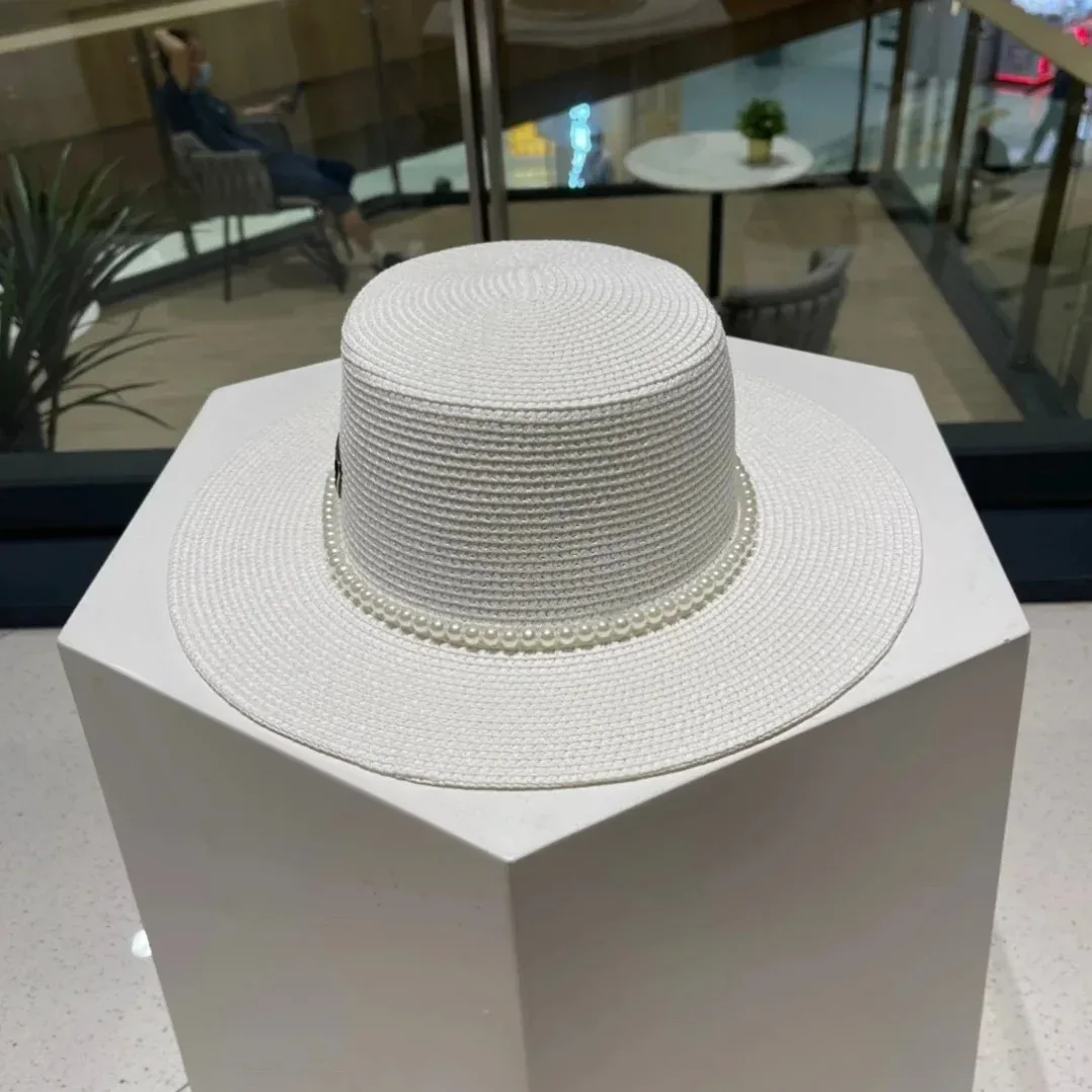 Prada Pearl-Embellished Sun Hat White Straw
