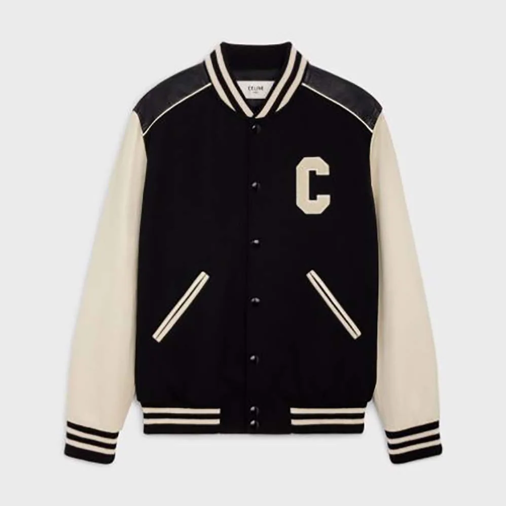 Celine Oversized Wool Varsity Jacket for Women in Black Celine Oversized Wool Varsity Jacket for Women in Black