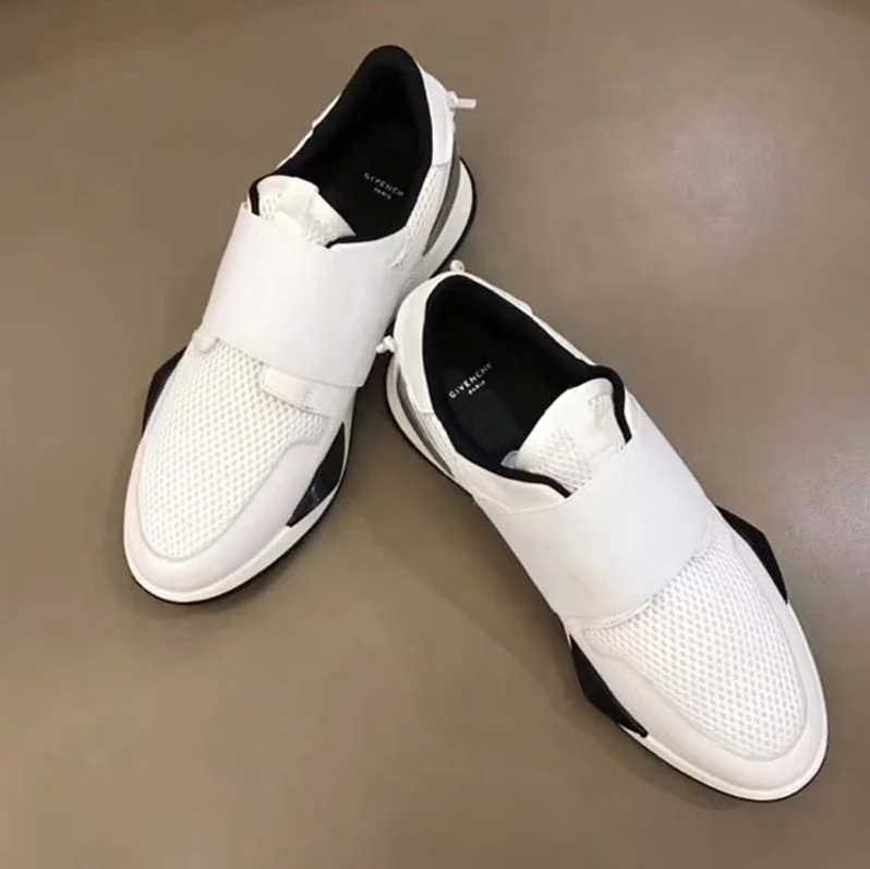 Givenchy Elastic Strap Sneakers in Suede and Leather Shoes White for Women