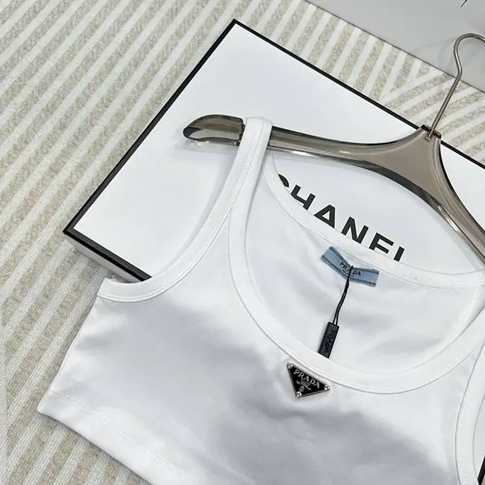 Prada Jersey Cropped Top for Women in White Prada Jersey Cropped Top for Women in White