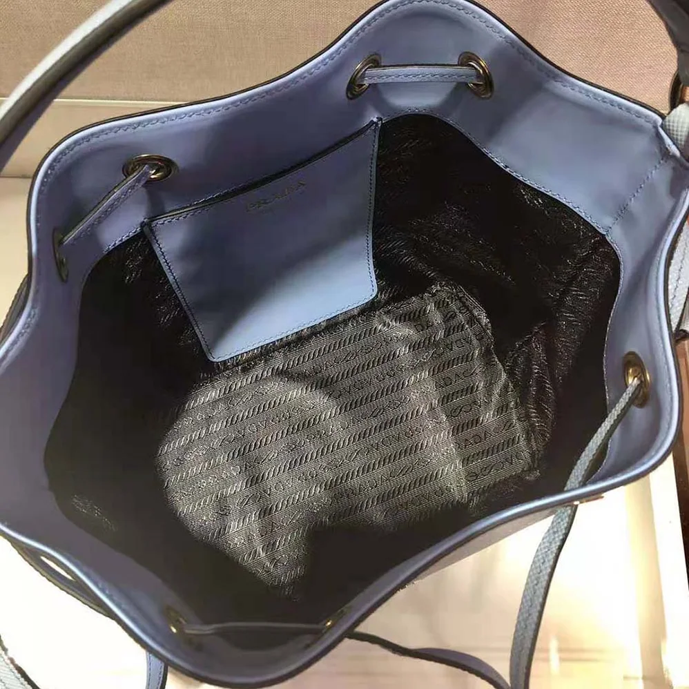 Prada Saffiano Leather Bucket Bag for Women in Blue