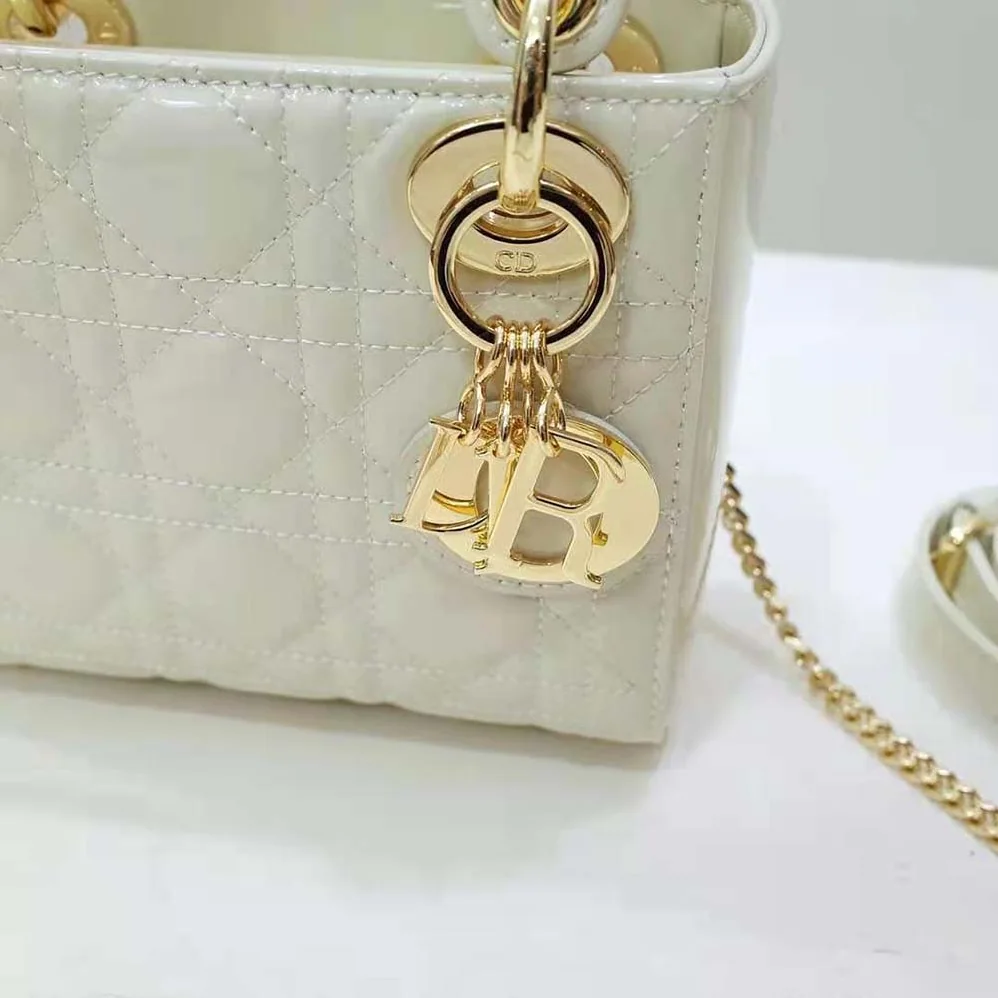 Dior Mini Lady Dior Bag Latte Patent Cannage Calfskin for Women Dior Mini Lady Dior Bag Latte Patent Cannage Calfskin for Women