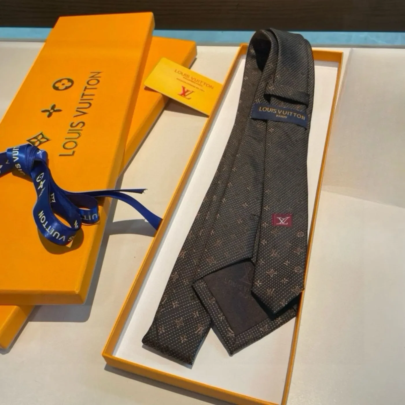Louis Vuitton Monogram Silk Tie Deep Brown Louis Vuitton Monogram Silk Tie Deep Brown