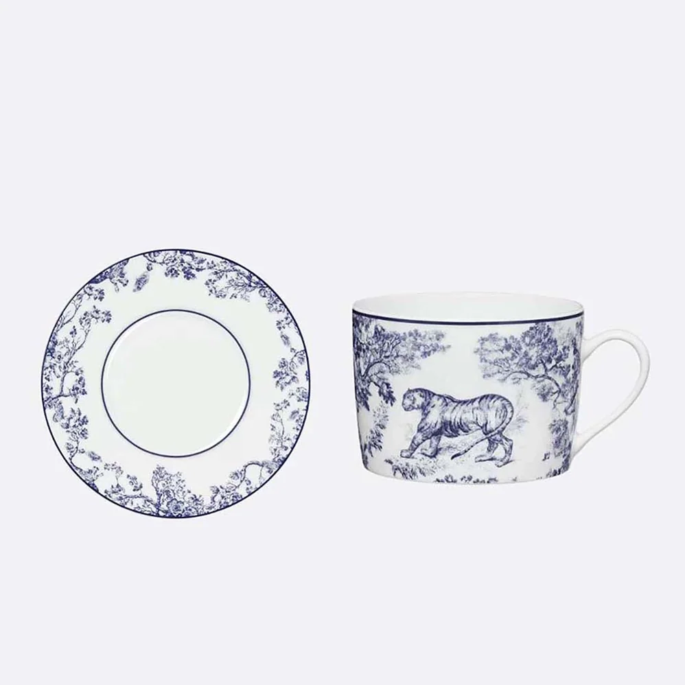 Dior Teacup Saucer Blue Toile De Jouy for Unisex Dior Teacup Saucer Blue Toile De Jouy for Unisex
