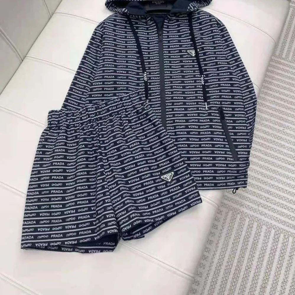 Prada Nylon Shorts for Women in Blue/White