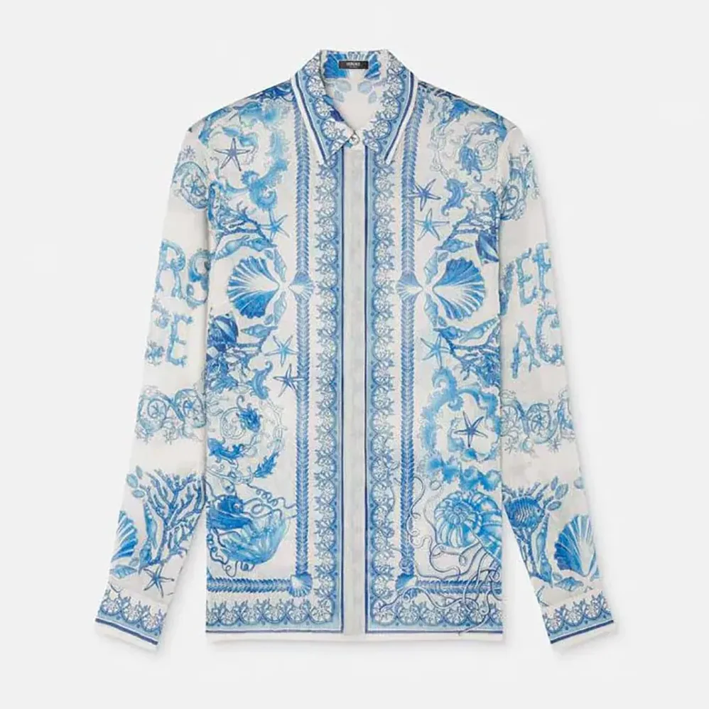 Versace Underwater Barocco Crêpe Fitted Shirt for Women