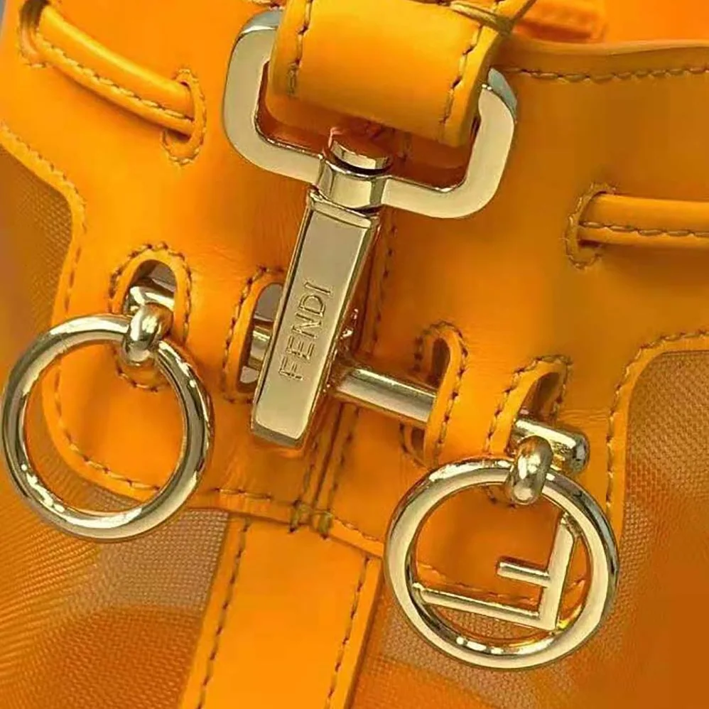 Fendi Mon Tresor Leather and Mesh Mini-bag for Women in Orange Fendi Mon Tresor Leather and Mesh Mini-bag for Women in Orange