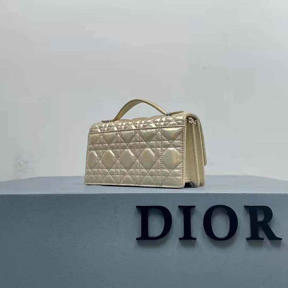 Dior Miss Dior Mini Bag Iridescent Metallic Gold for Women in Tone Cannage Lambskin Dior Miss Dior Mini Bag Iridescent Metallic Gold for Women in Tone Cannage Lambskin