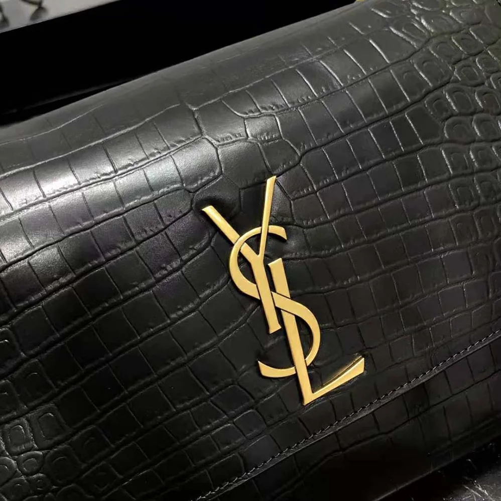 Saint Laurent YSL Kate Medium Reversible Chain Bag in Suede and Crocodile for Women in Embossed Leather Saint Laurent YSL Kate Medium Reversible Chain Bag in Suede and Crocodile for Women in Embossed Leather