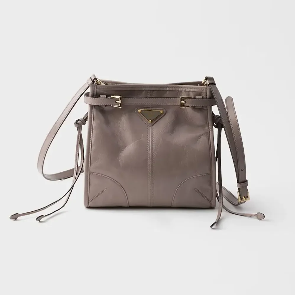 Prada Bonnie Leather Mini Shoulder Bag for Women in Gray