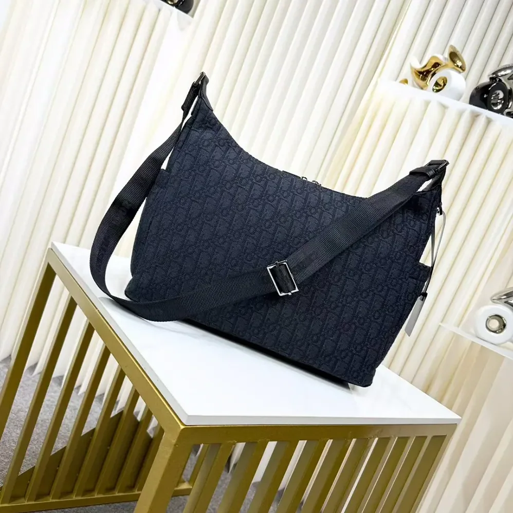 Dior Medium Rider Soft Hobo Bag Black Dior Oblique Jacquard and Black Grained Calfskin for Men Dior Medium Rider Soft Hobo Bag Black Dior Oblique Jacquard and Black Grained Calfskin for Men