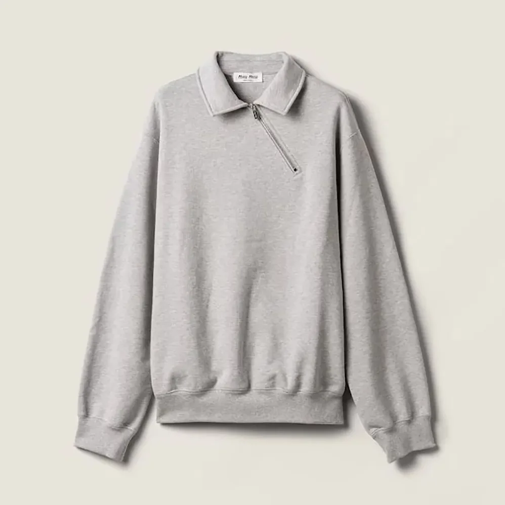 Miu Miu Zippered Cotton Fleece Jacket for Women Miu Miu Zippered Cotton Fleece Jacket for Women