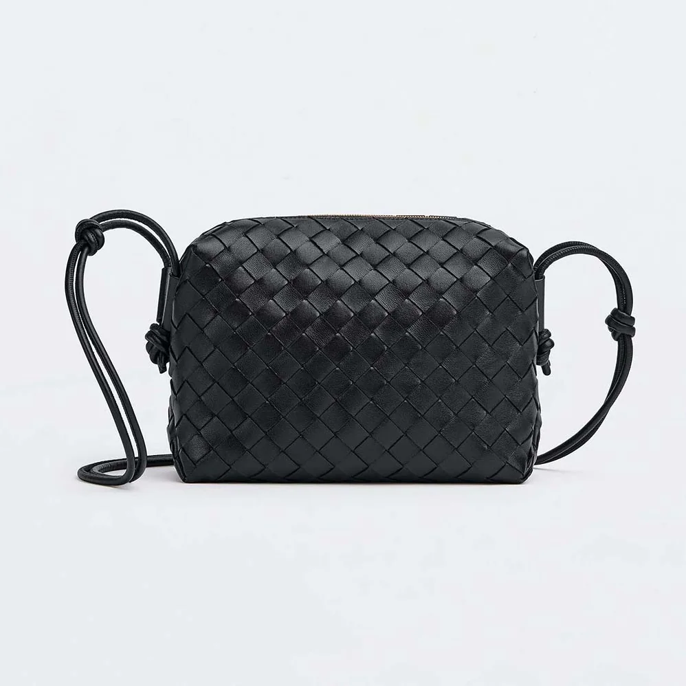 Bottega Veneta Loop Small Intrecciato Leather Cross-Body Bag for Women in Black Bottega Veneta Loop Small Intrecciato Leather Cross-Body Bag for Women in Black