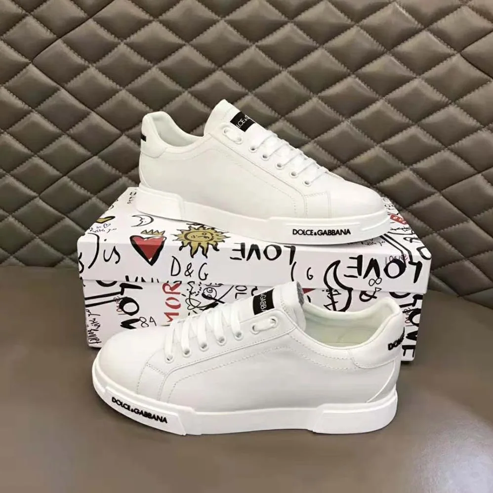Dolce Gabbana D&G Calfskin Nappa Portofino Sneakers for Unisex in White