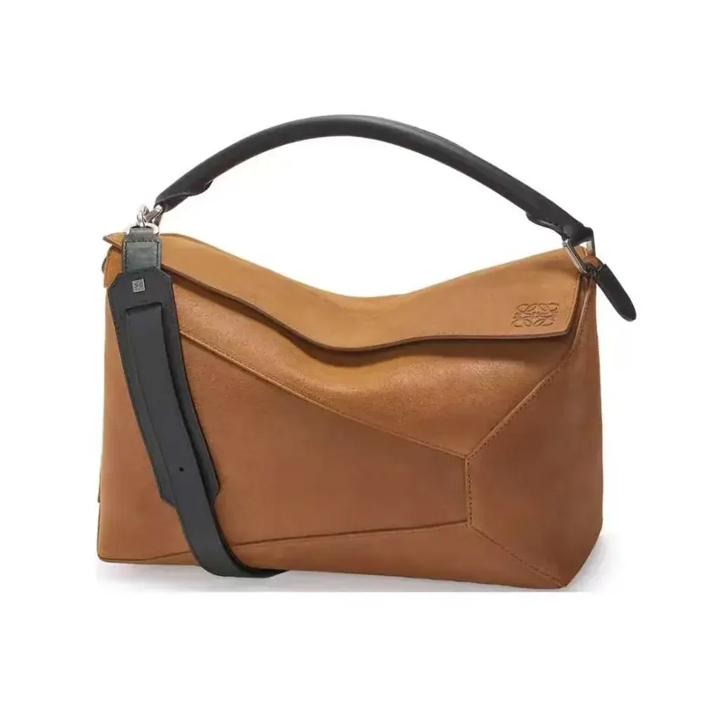 Loewe Puzzle Bag in Suede Calfskin for Unisex in Brown