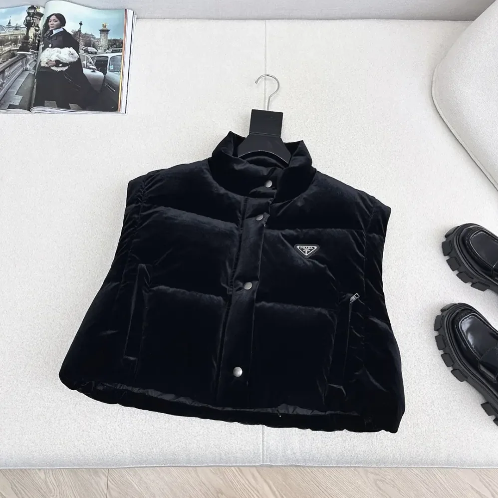 Prada Velvet Down Jacket for Women in Black