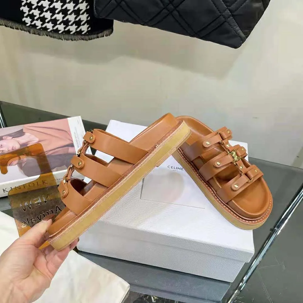 Celine Slides Tippi in Calfskin Vegetal Tanning for Women Celine Slides Tippi in Calfskin Vegetal Tanning for Women