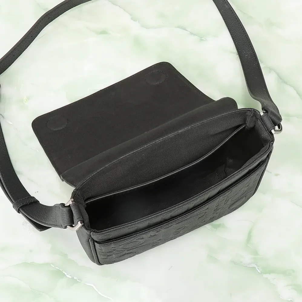 Dior Messenger Bag with Flap Black Dior Gravity Leather and Black Grained Calfskin for Men