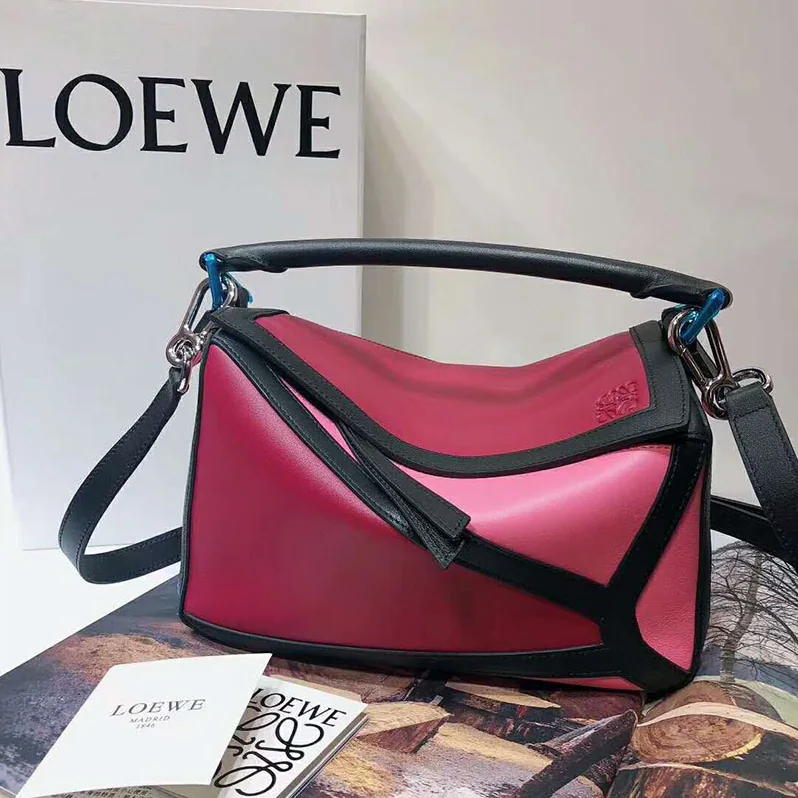 Loewe Puzzle Graphic Small Bag Raspberry for Women in Wild Rose