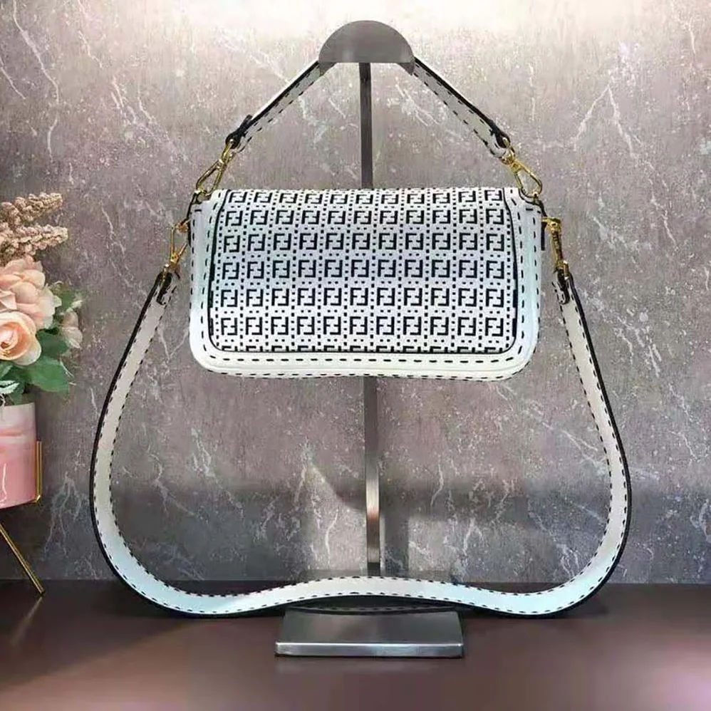Fendi Baguette Black and White Braided Leather Bag for Women Fendi Baguette Black and White Braided Leather Bag for Women