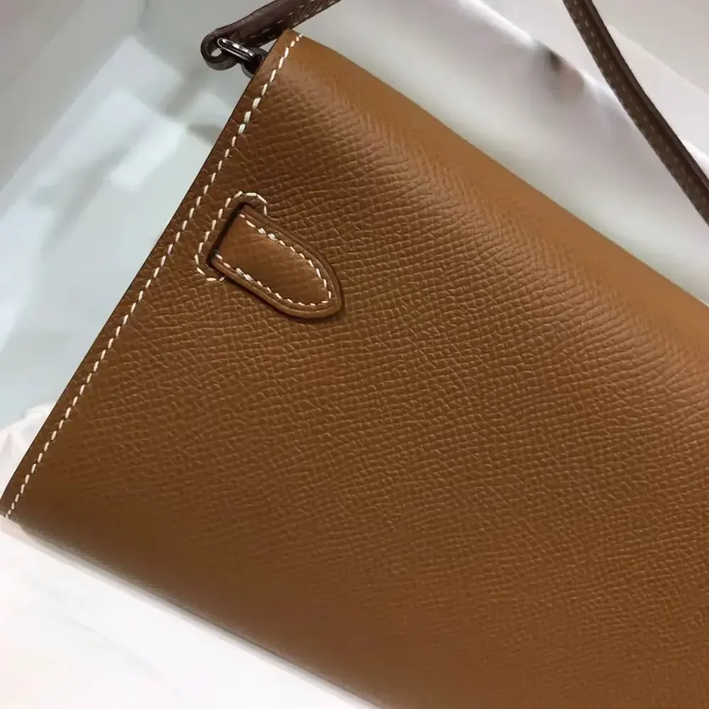 Hermes Kelly To Go in Epsom Leather for Women in Brown/Silver
