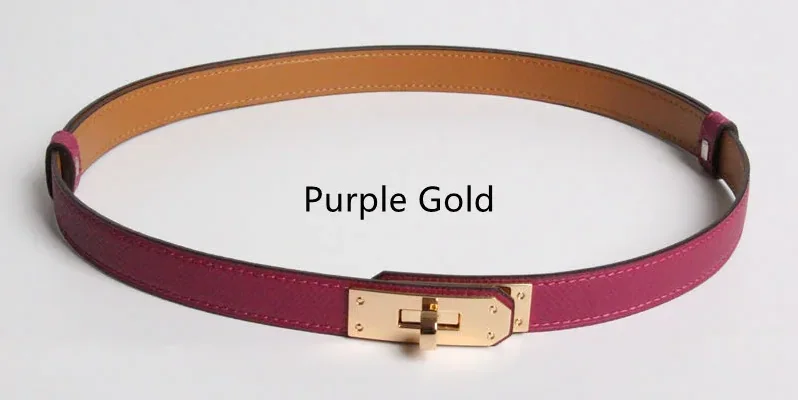 High Quality Real Leather 1.8cm Width Belts Golden for Women's