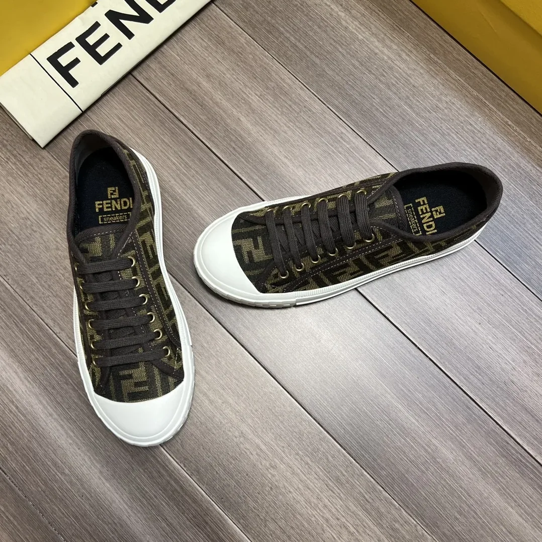 Fendi FD Domino Fabric Low-Tops Sneakers Brown 7E1553AJZXF0R7V Fendi FD Domino Fabric Low-Tops Sneakers Brown 7E1553AJZXF0R7V