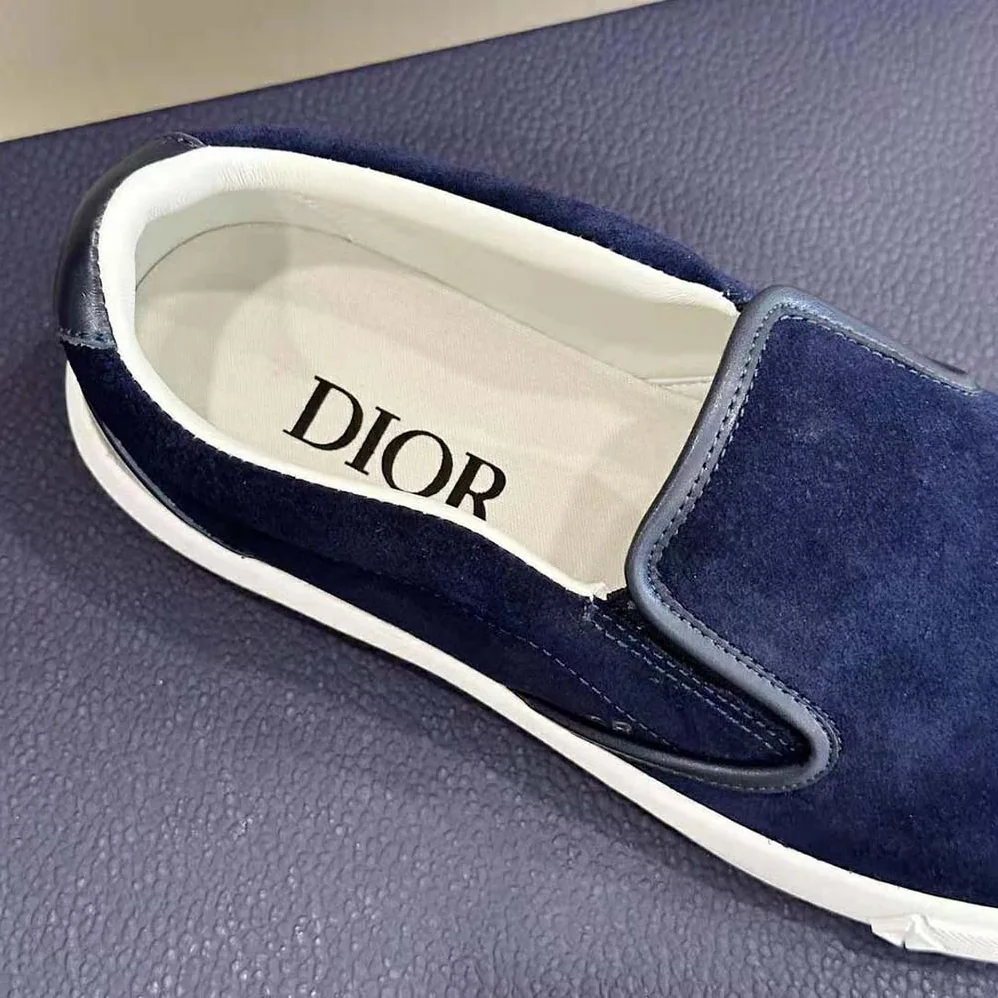 Dior B101 Slip-on Sneaker Navy Blue Suede and Smooth Calfskin for Men