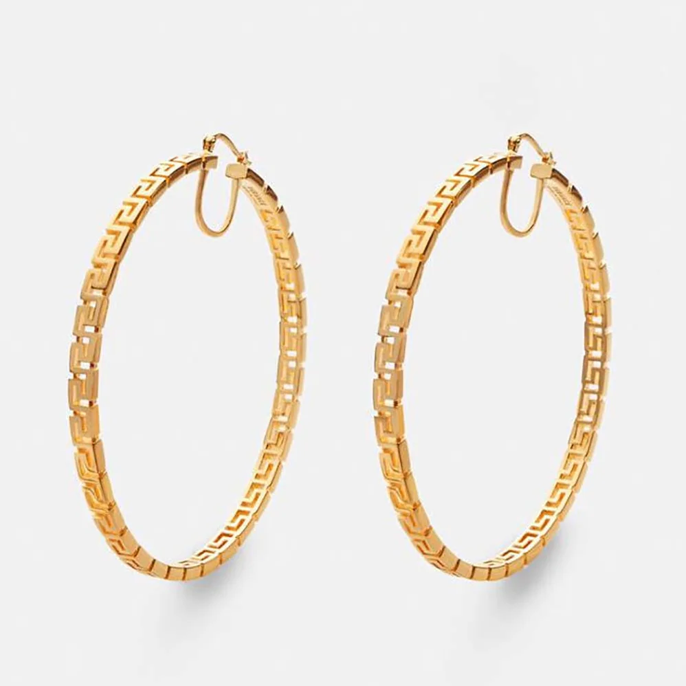 Versace Large Greca Hoop Earrings for Women in Gold