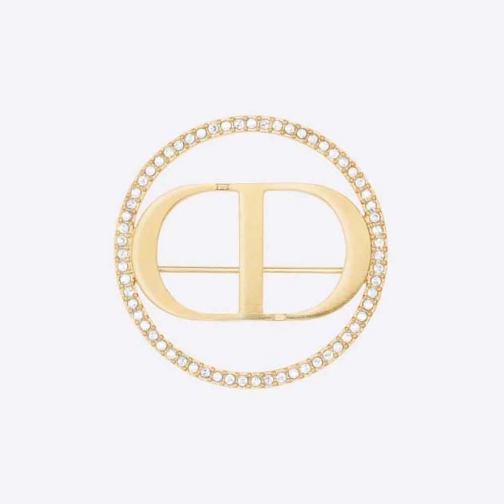 Dior 30 Montaigne Brooch Gold-Finish Metal and White Crystals for Women