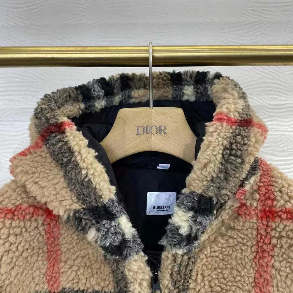 Burberry Check Fleece Hooded Jacket for Men